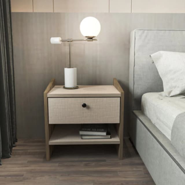 Decorotika Berlin Nightstand Walnut Cottonbeige