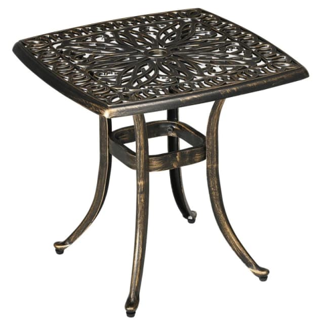 Outsunny 54x54cm Aluminium Outdoor Garden Side Table Bronze, Brown 84G-045V00BN
