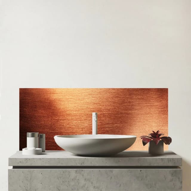 Warren Reed - Designer Copper Plate Textures Glass Bathroom Splashback in Bronze Bronze Unisex