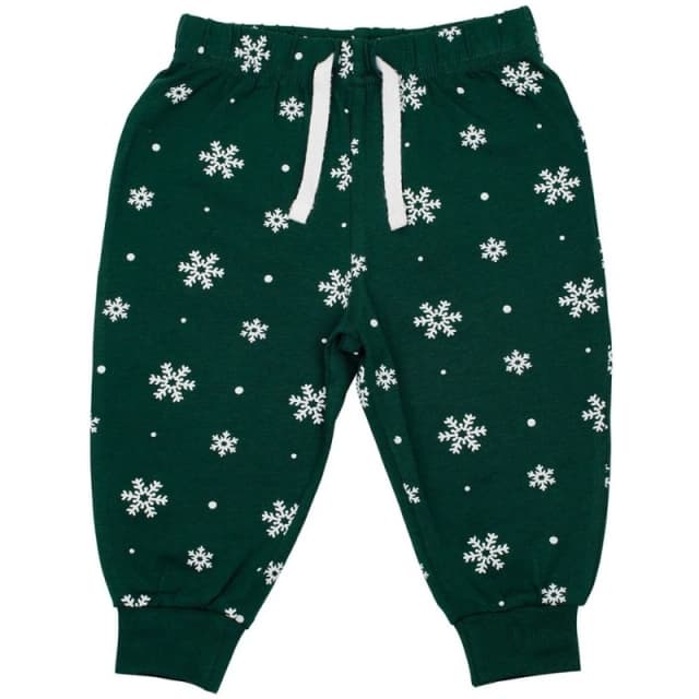 Larkwood Snowflake Lounge Pants in Bottle Green Size: 3-4 Years Bottle Green Unisex 3-4 Years