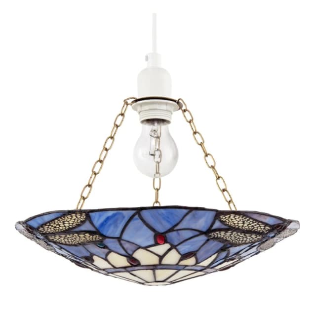 Happy Homewares Traditional Dragonfly Tiffany Glass Easy Fit Pendant Light Shade in Purple Purple Unisex