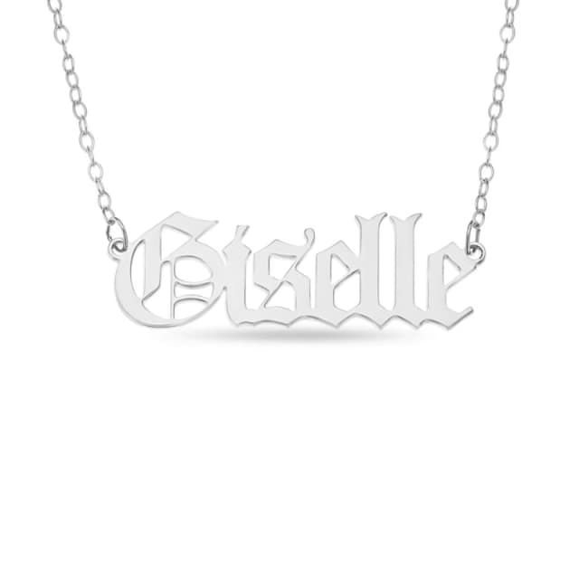 Other Personalised SS Name Neck old English Font Silver unisex one size