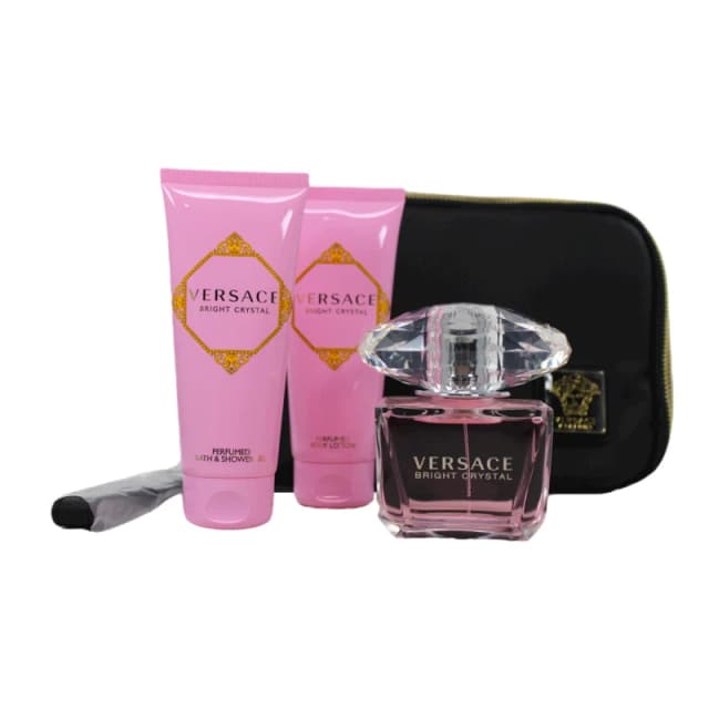 Versace Bright Crystal Gift Set 90ml Eau de Toilette + 100ml Body Lotion + 100ml Shower Gel + Bag