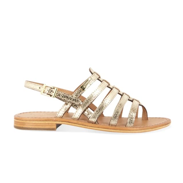 LES TROPEZIENNES PAR M.BELARBI Leather Flat Heel Sandals Cracked Golden Women 36 (3.5);39 (5.5 to 6);37 (4);35 (2.5 to 3)