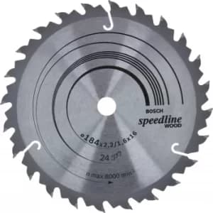 Bosch Speedline Wood Cutting Saw Blade 184mm 24T 16mm