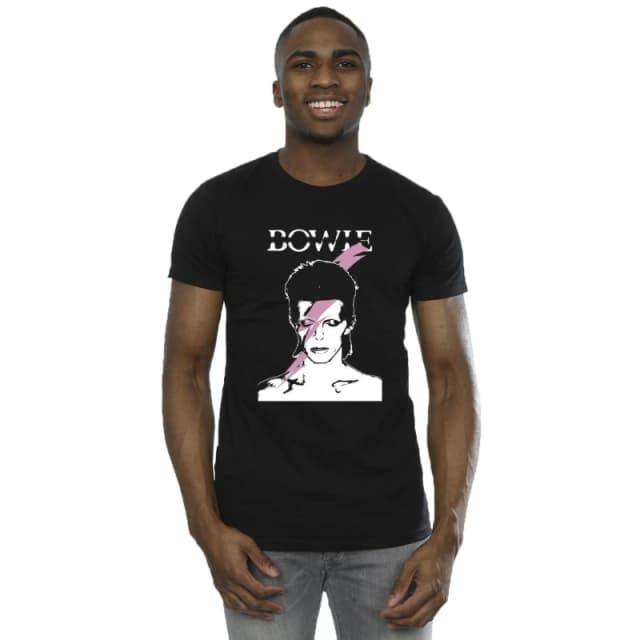David Bowie David Bowie Men Pink Flash T-Shirt in Black Size: Small Black S Male 5063283467255