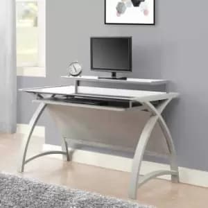 Jual Helsinki Large Curve Glass Desk with Keyboard Tray, Grey