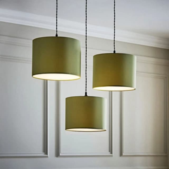 ValueLights Torbery Set of 3 Ceiling Pendant Light Lamp Shades Olive