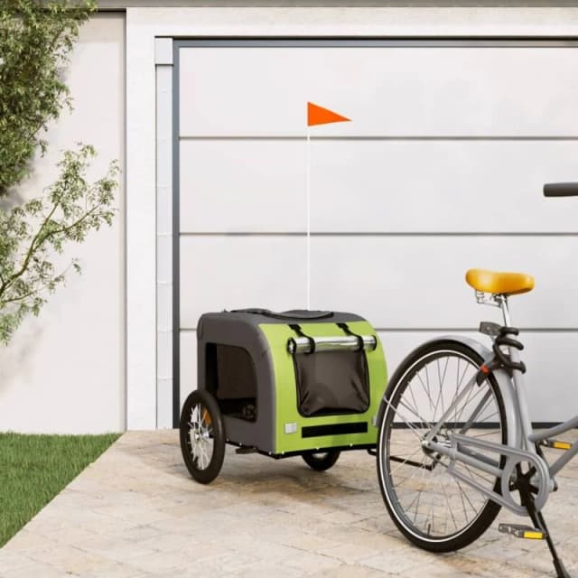 VIDAXL Vidaxl - Pet Bike Trailer Green and Grey Oxford Fabric and Iron 93836