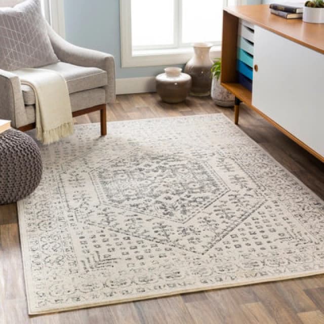 Livabliss Vintage Oriental Boho Beige/grey Calix Area Rug 160 X 220 Cm - Easy Care, Non Shedding, Ideal For Living Room & Bedroom