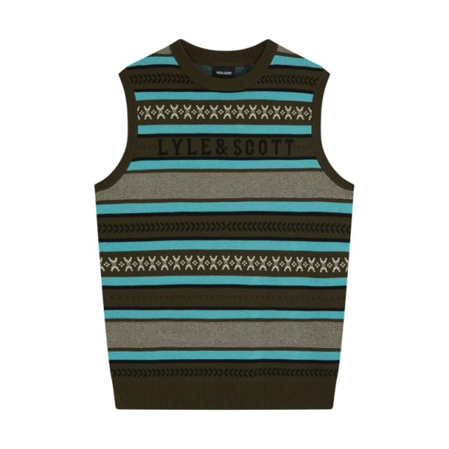 Lyle and Scott Glen Fair Isle Vest - Green Green S