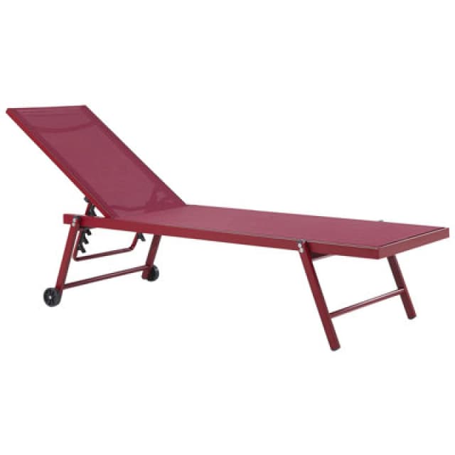Beliani Sun Lounger Portofino Reclining Metal Burgundy