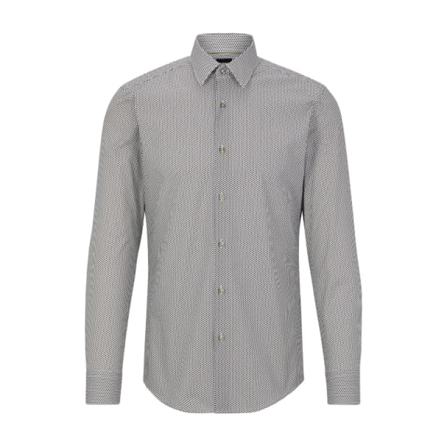 Boss Mens H-Hank Patterned Short Sleeve Kent Collar Shirt Pastel Green male 15 inch