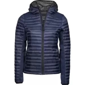 Tee Jays Womens/Ladies Crossover Hooded Padded Outdoor Jacket (M) (Navy/Navy Melange)