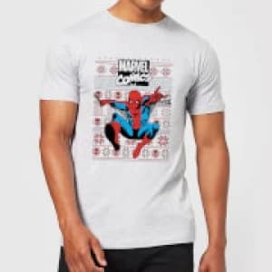 Marvel Avengers Classic Spider-Man Mens Christmas T-Shirt - Grey - 3XL
