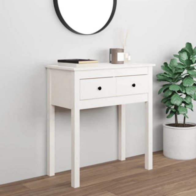 Vidaxl Console Table White 70X35X75cm Solid Wood Pine, White 814610