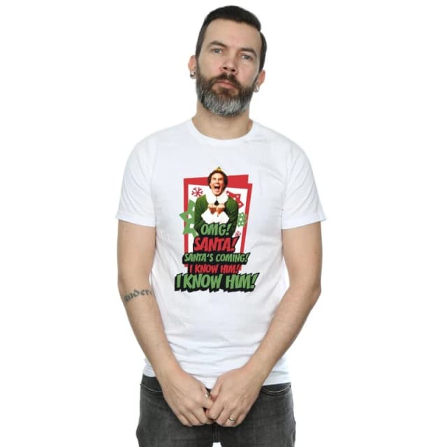 Elf Elf Men OMG Santa T-Shirt in White Size: Small White S Male 5057736308523