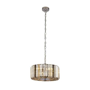 Chapeau 3 Light Chrome Pendant / Semi Flush, Amber, Smoke And Clear Glass Crystals