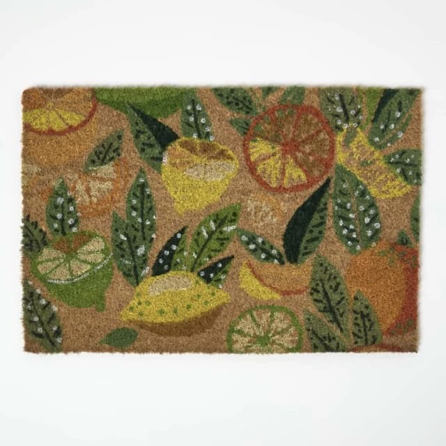 Homescapes Citrus Non-Slip Coir Doormat