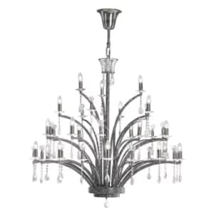Orlando Ceiling Pendant Chandelier 21 Light Black Chrome, Crystal (Item Requires Assembly)