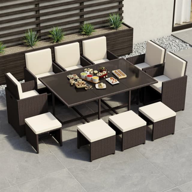 Lassic Garden Vida Cuba 10 Seater Rattan Set + Cover Brown unisex One Size