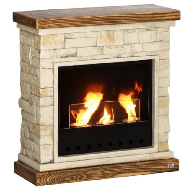HOMCOM Bioethanol Fire, Ethanol and Gel Fireplace, 3 Hours Burns, Brown, Brown 820-400V00BN