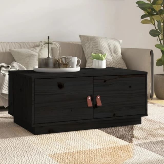 Vidaxl Coffee Table Black 80X50X35cm Solid Wood Pine, Black 818254