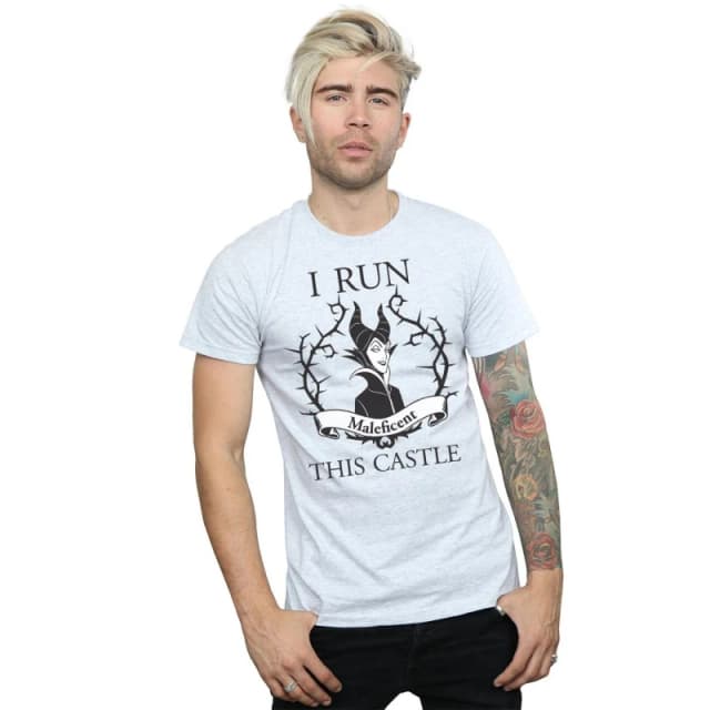 Disney Men Maleficent I Run This Castle T-Shirt in Grey Size: Small Grey S Male 5057736606995