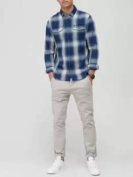 Superdry Vintage Check Shirt - Indigo/Check, Indigo Check, Size L, Men