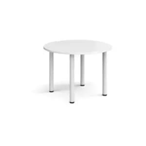Circular white radial leg meeting table 1000mm - white