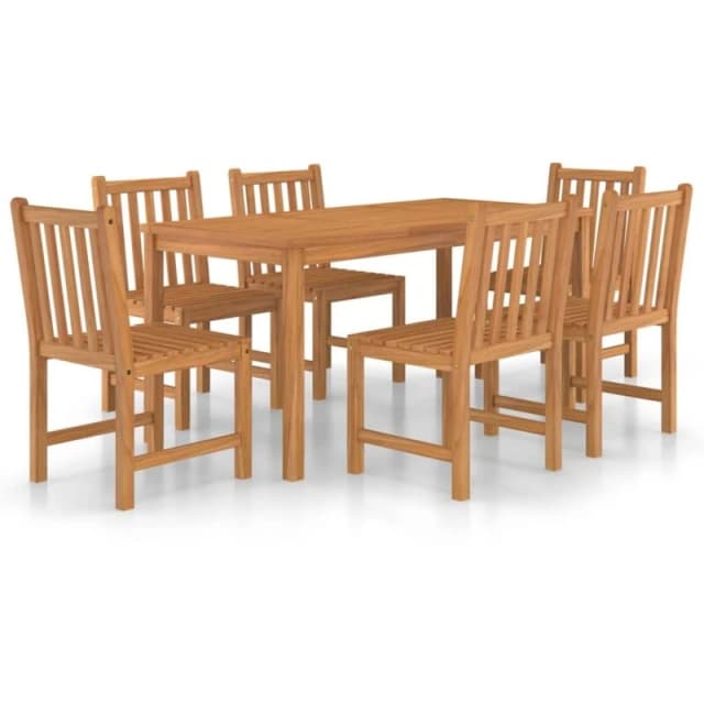 vidaXL 7 Piece Garden Dining Set Solid Teak Wood, Brown 3059938