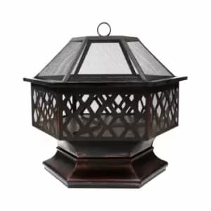 Gardenkraft Outdoor Garden Heater Bronze Firepit - Black