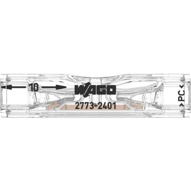 WAGO WAGO 2773-2401-100 Continuity flexible: - fixed: 0.75-4 mm² Number of pins: 1 100 pc(s) Transparent 2773-2401-100
