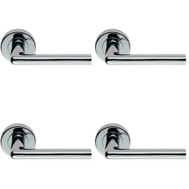 Loops 4x PAIR Rounded Straight Bar Handle Concealed Fix Round Rose Polished Chrome Multi