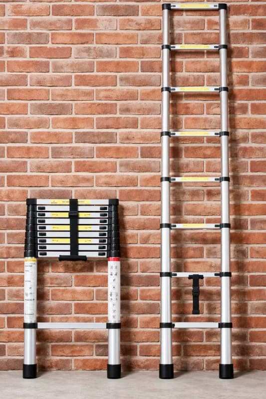 Neo Extendable Aluminium Foldable Telescopic Ladder Black