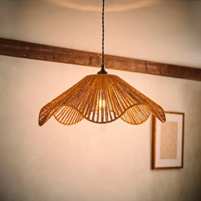 ValueLights ValueLights Farai Natural Woven Rope Wavy Easy Fit Ceiling Lamp Shade with Bulb Natural One Size Unisex 5059406071386