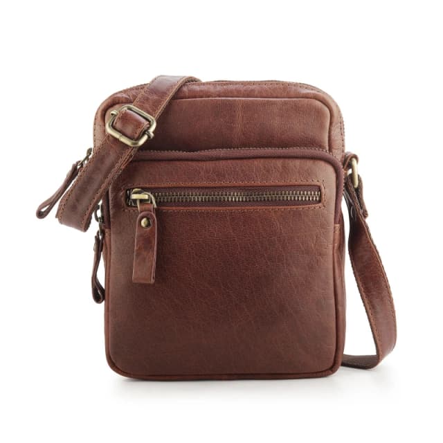 PRIMEHIDE Compact Cross Body Leather Bag in Brown Brown Unisex One Size