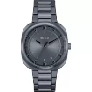 Mens HUGO #SHRILL Blue IP Watch