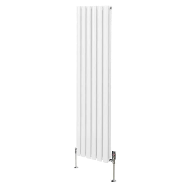 MONSTER-SHOP Oval Column Radiator 1600mm x 360mm & trv Chrome Valves Modern 5055986194347