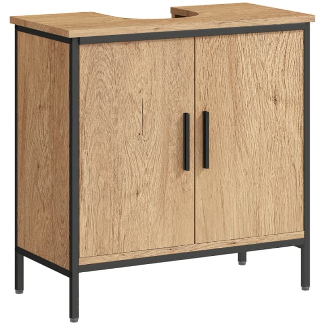 HOMCOM HOMCOM Under Sink Cabinet with Doors for Basin without or with Pedestal Oak