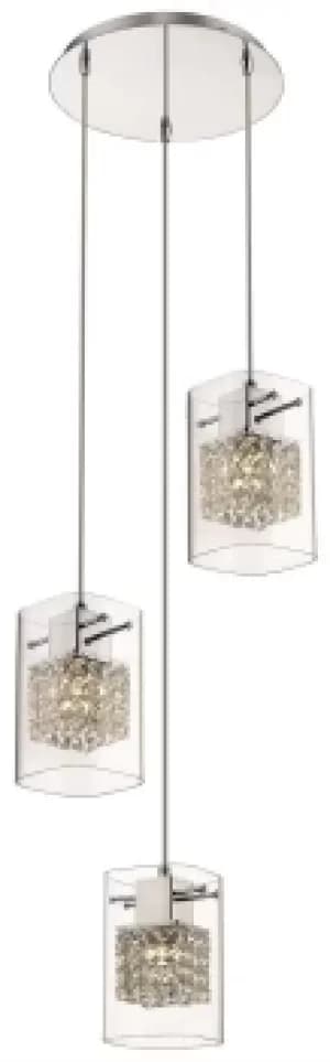 Spring 3 Light Ceiling Cluster Pendant Chrome Glass Round, G9