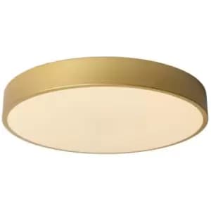 Lucide UNAR - Flush Ceiling Light - Ø39.5cm- LED Dim. - 1x24W 2700K - 3 StepDim - Matt Gold, Brass