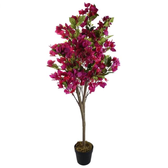 Leaf Artificial Pink Bougainvillea Tree 120cm Flowering Blossom Botanik Pink