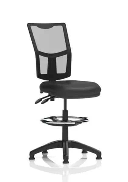 Eclipse Eclipse Plus II Lever Task Operator Chair Mesh Back With Black Bonded Leather Seat With High Rise Draughtsman Kit DE02MVINYLBLKDK