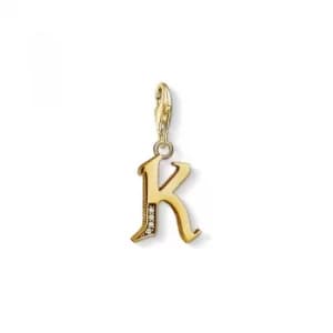 Ladies Thomas Sabo Gold Plated Sterling Silver Charm Club Letter K Charm