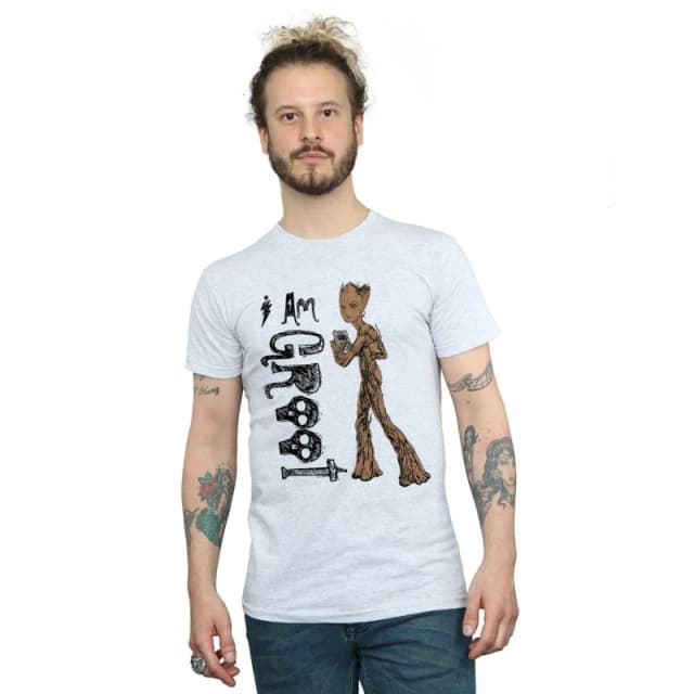 Avengers Infinity War Mens I Am Teenage Groot T-Shirt in Grey Size: Small Grey Male S