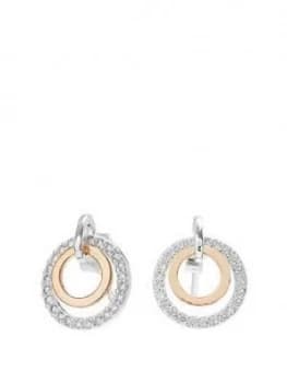 Simply Silver Sterling Silver Two Tone Cubic Zirconia Double Round Earrings