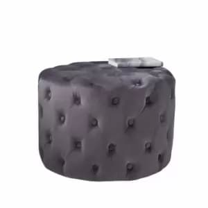 Native Home & Lifestyle Grey Tufted Velvet Pouffe