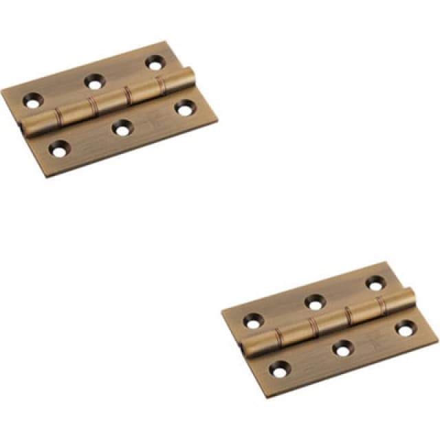 Loops 2x PAIR 76 x 50 x 2.5mm Brass Washered Butt Hinge Antique Bronze Internal Door Metallics