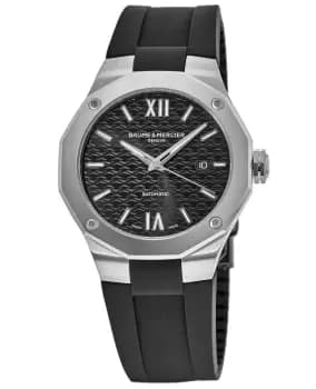 Baume & Mercier Riviera Black Dial Rubber Strap Womens Watch 10613 10613